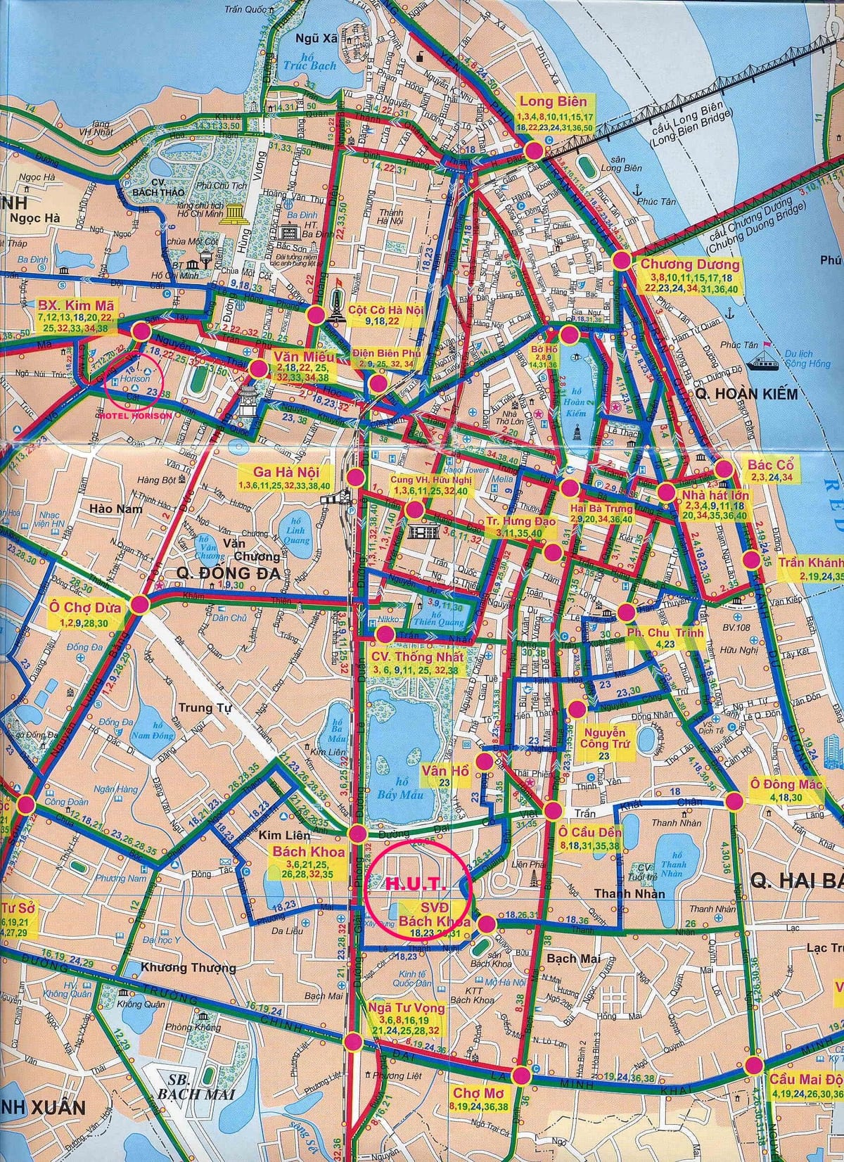 Χάρτης της hanoi πόλης, το λεωφορείο